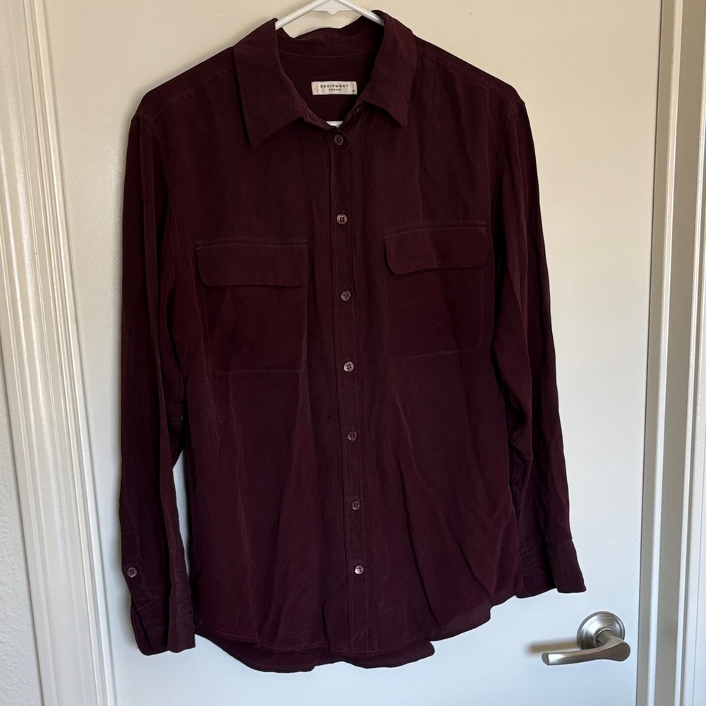 Equipment Slim Signature Silk Shirt - Merlot/Oxblood Small